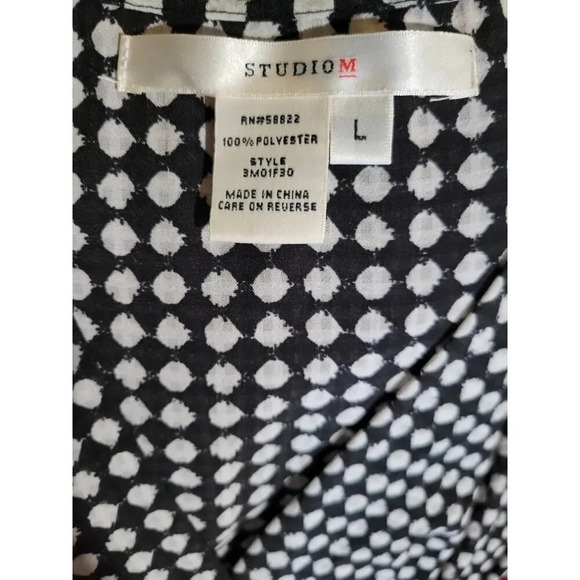 Studio M women's Polka Dot faux belted short sleeve Blouse  - large - Picture 6 of 7